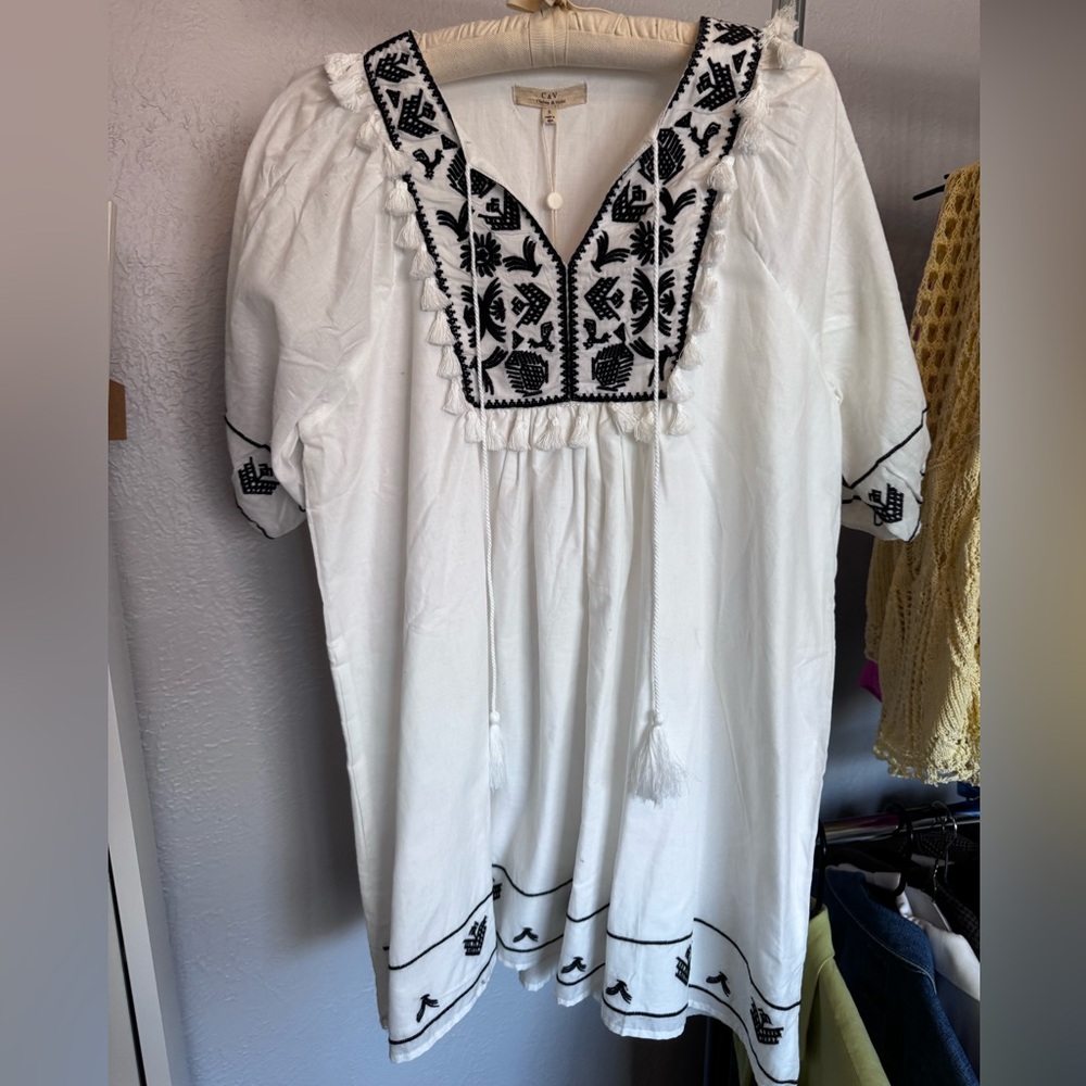 Chelsea & Violet Ivory Dress with Black Detailing